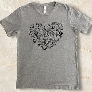 Bella Canvas Floral Heart T Shirt
